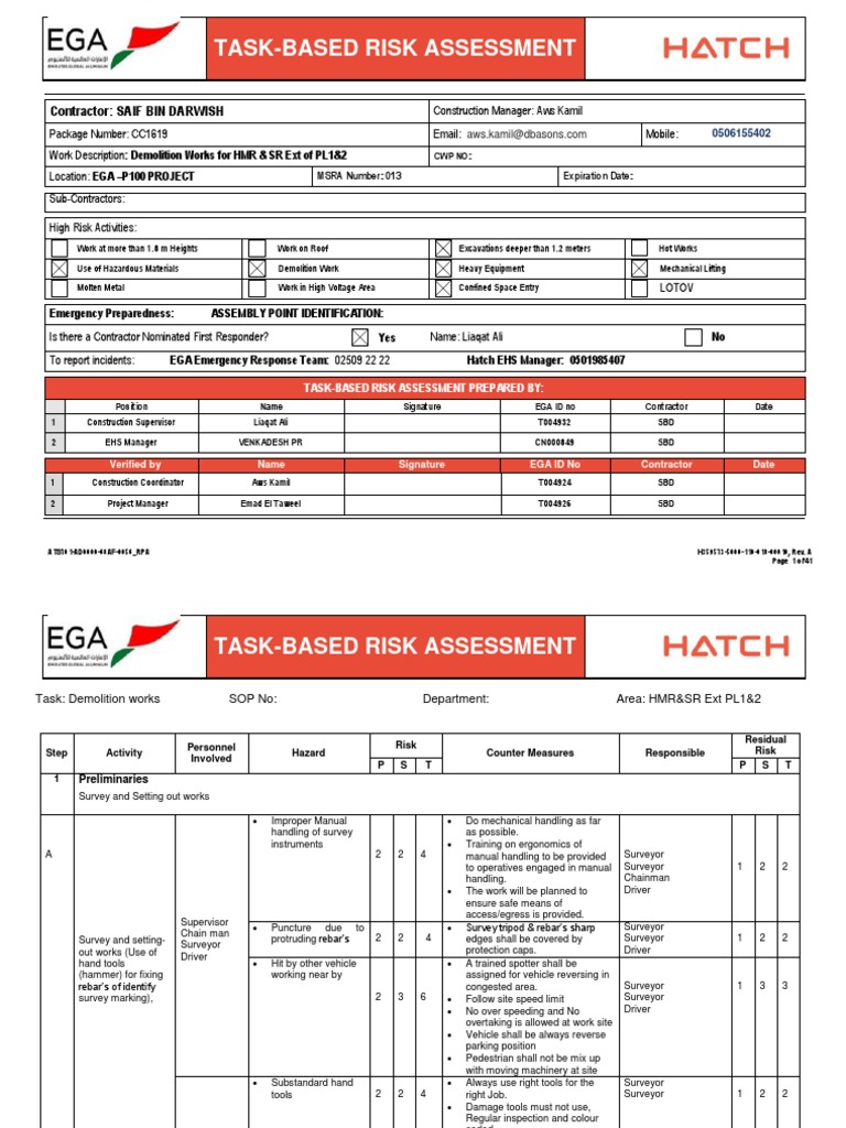Demolition Risk Assessment Plan | PDF | Crane (Machine) | Personal ...