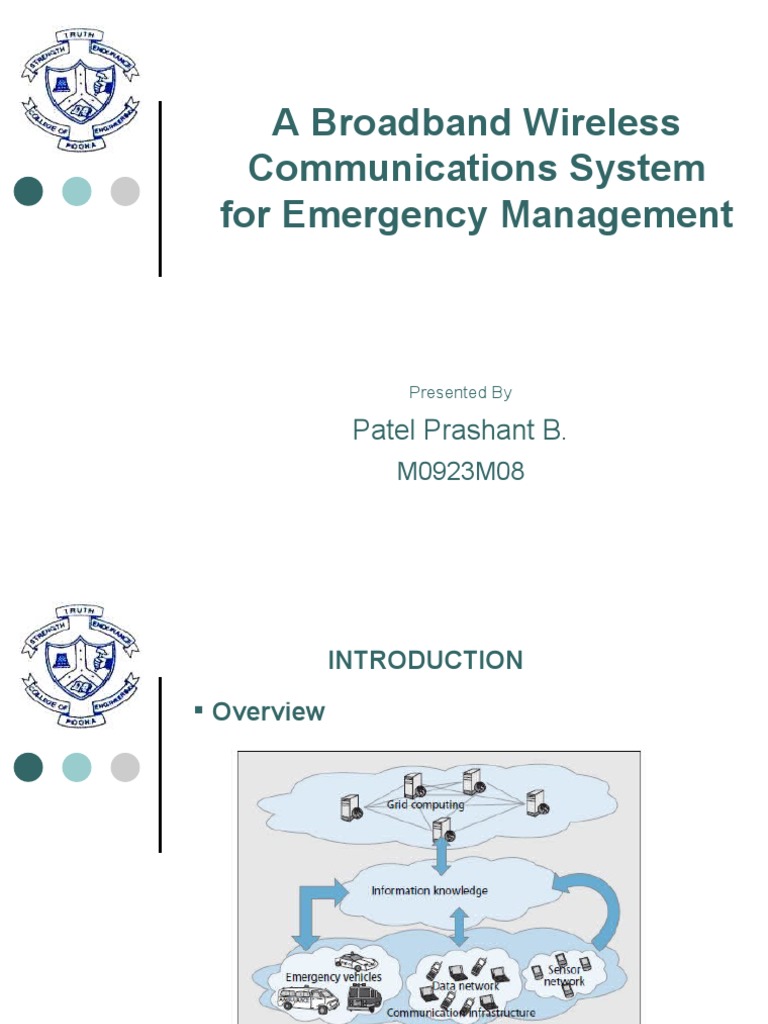 A Broadband Wireless Communications System For Emergency Management