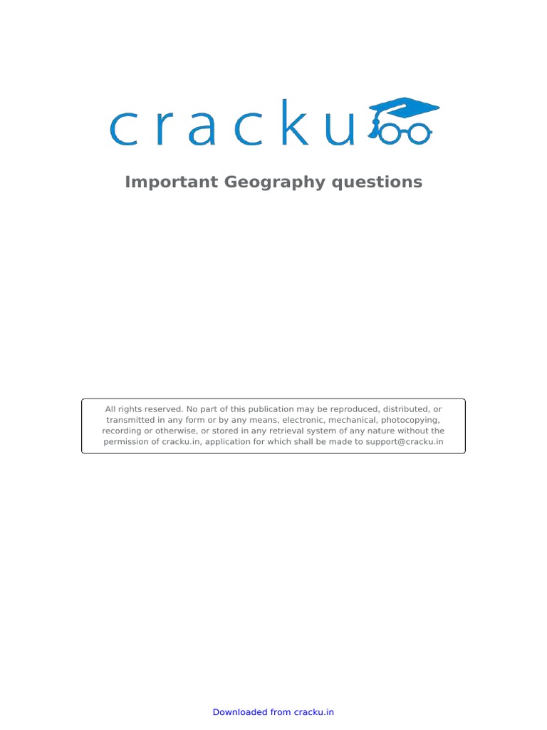 Important Geography Questions PDF PDF Nature