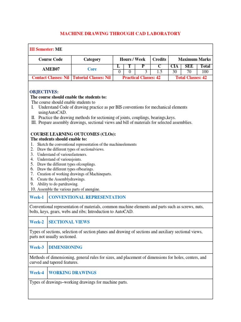 Machine Drawing Through Cad Laboratory | PDF | Drawing | Machines