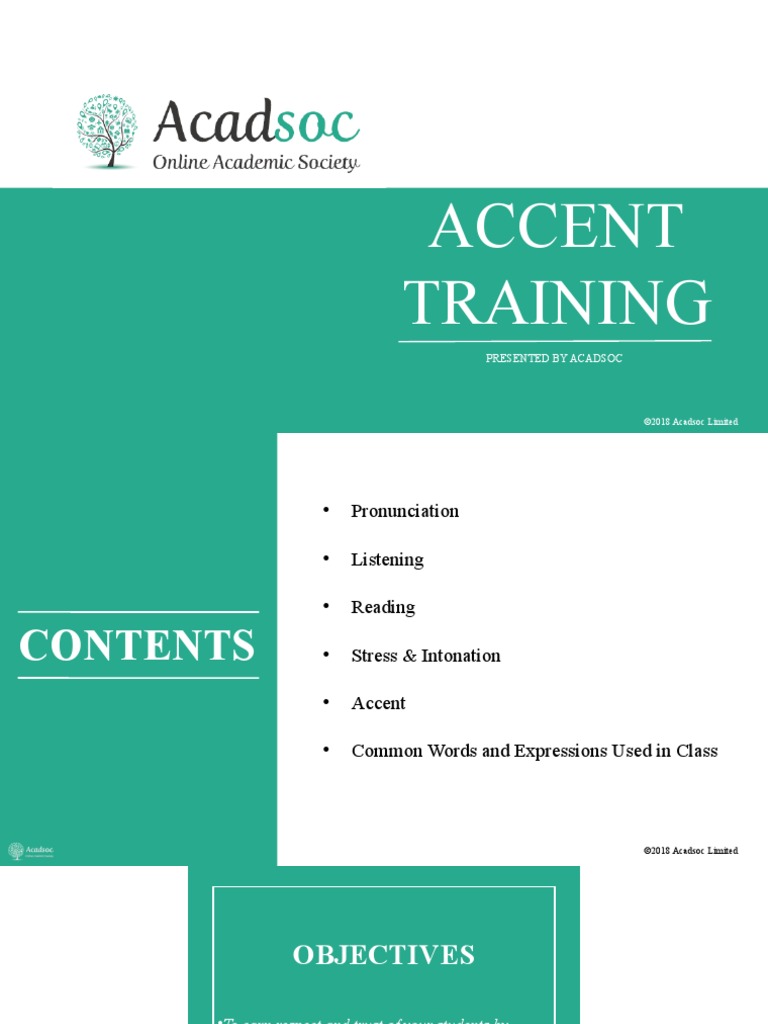 TRAINING aCCENT PDF Stress (Linguistics) Linguistics