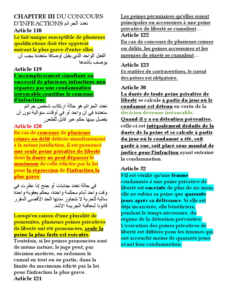 Concours d'infractions au Maroc | PDF | Justice | Crime et violence
