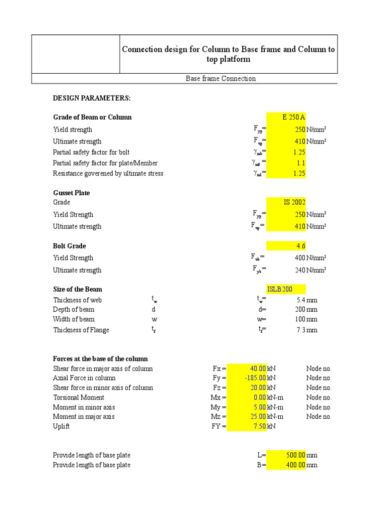 Slab Base Connection. | PDF | Column | Screw