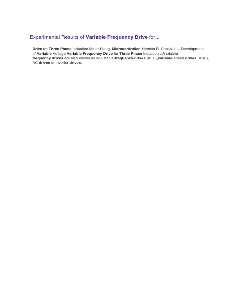 Variable Frequency Drive | PDF | Science & Mathematics | Technology ...