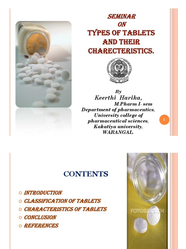 TypesOfTabletsAndTheirCharecteristics Tablet (Pharmacy