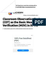 Classroom Observation Tool (COT) As The Basic Means of Verification (MOV) in RPMS - TeacherPH