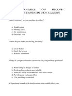 Questionnaire on Brand Value on Tanishq Jewellery