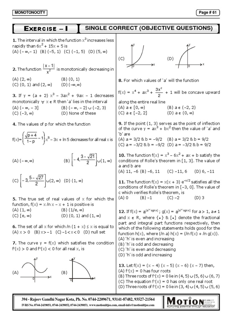 Exercise 1 Solutions Monotonic Function Function Mathematics
