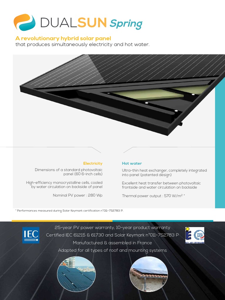 DualSun EN Datasheet Spring | PDF | Photovoltaics | Solar Panel