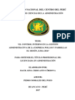 El Control Interno en La Gestión Administrativa de La Empresa Pollos y Parrillas El Mesón, Lima-2016
