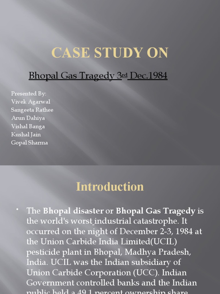 Bhopal Gas Tragedy Case Study Analysis | PDF