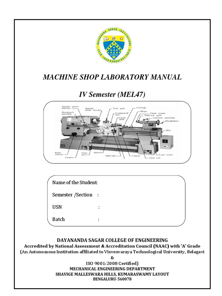 Machine Shop Lab Manual 2017autonomous PDF Machining Metalworking