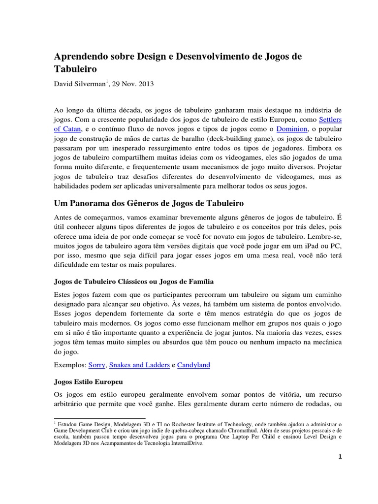PDF) DESENVOLVIMENTO DE UM JOGO DE TABULEIRO COM CARACTERÍSTICAS