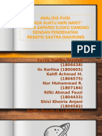 ANALISIS RESESI SASTRA PUISI "PADA SUATU HARI NANTI" KARYA SAPARDI DJOKO DAMONO