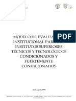 Borrador Del Modelo de Evaluación Institucional para ISTT Condicionados y Fuertemente Condicionados PDF