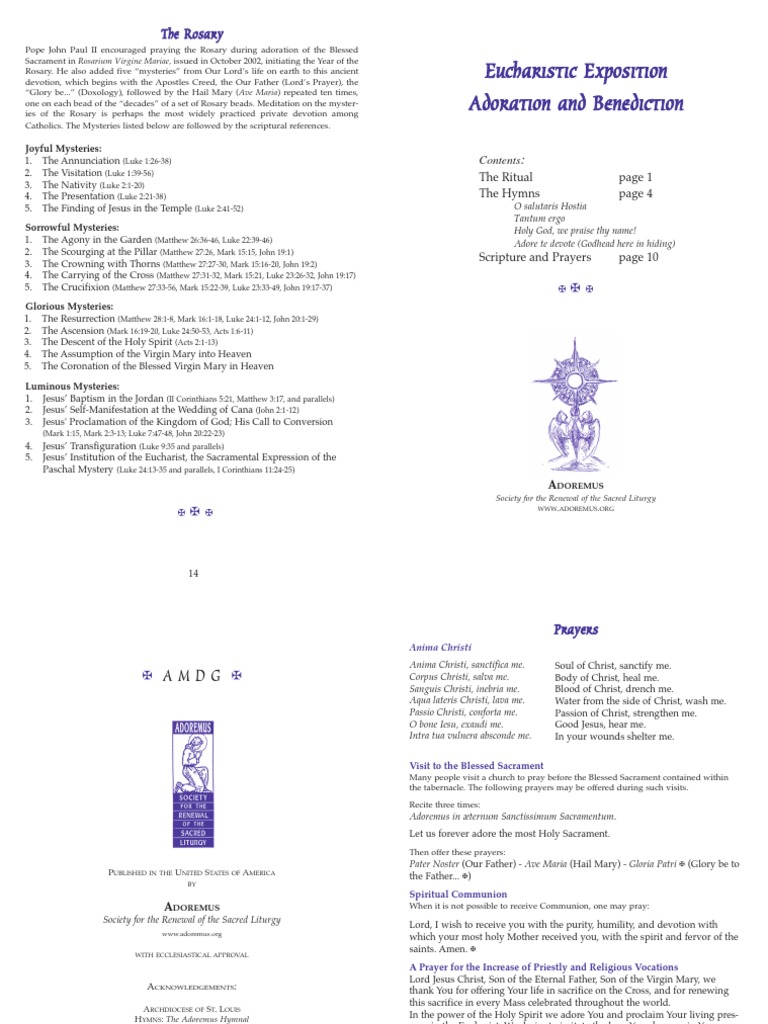 Eucharistic Adoration Booklet Interior For Printing Pdf Rosary