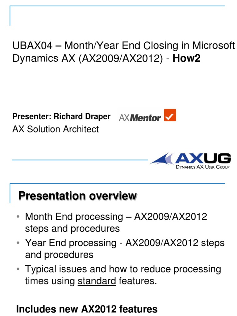 Month/Year End Closing in AX 2012 | PDF | Inventory | Depreciation