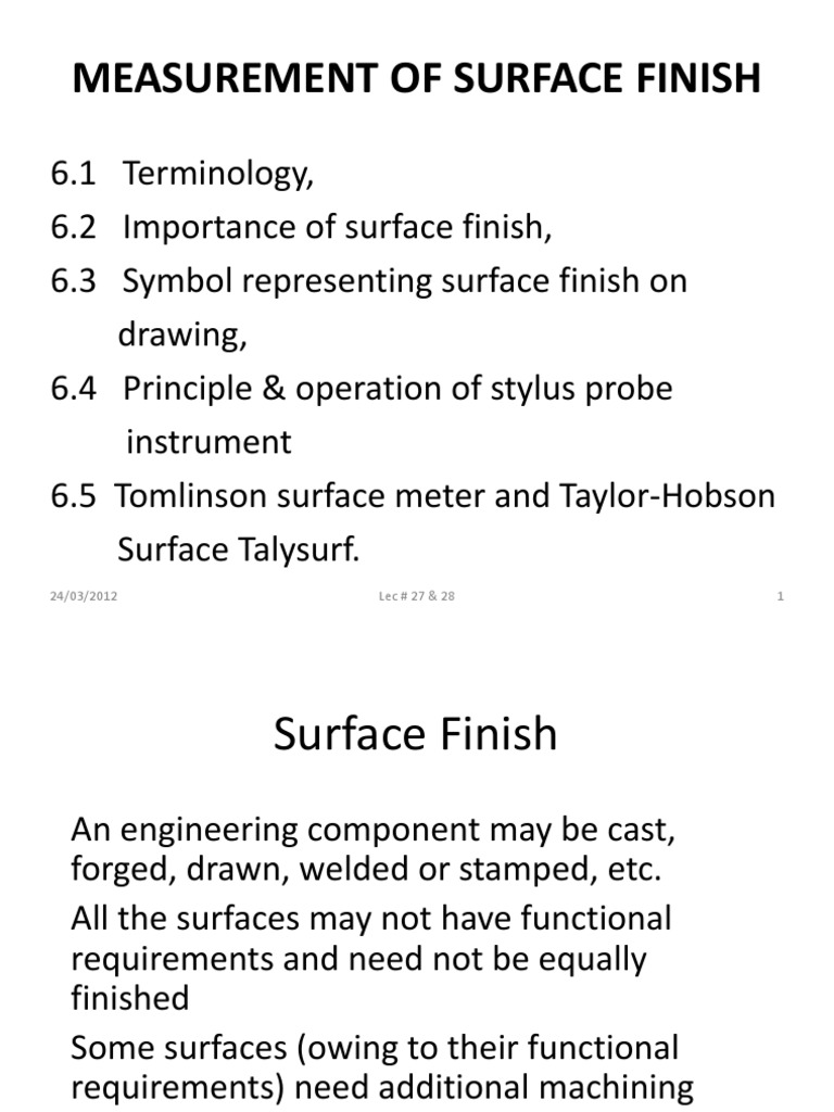 Surface Finish PDF Surface Roughness Applied And Interdisciplinary Physics