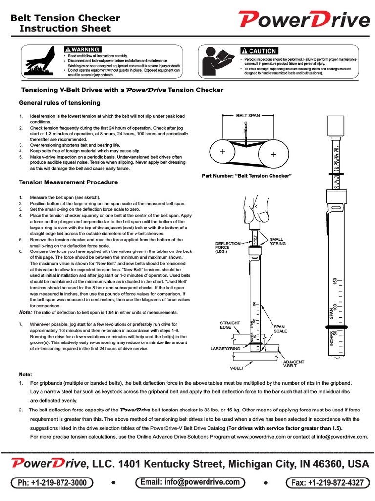 Belt Tension Checker Instruction Sheet PDF PDF Belt (Mechanical