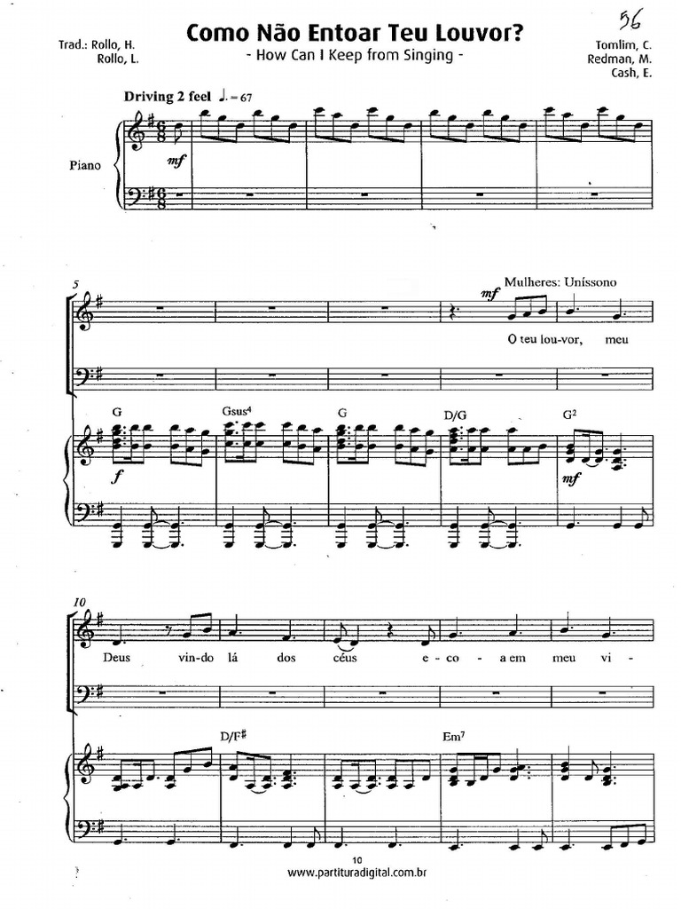 Como Não Entoar Teu Louvor Partitura | PDF
