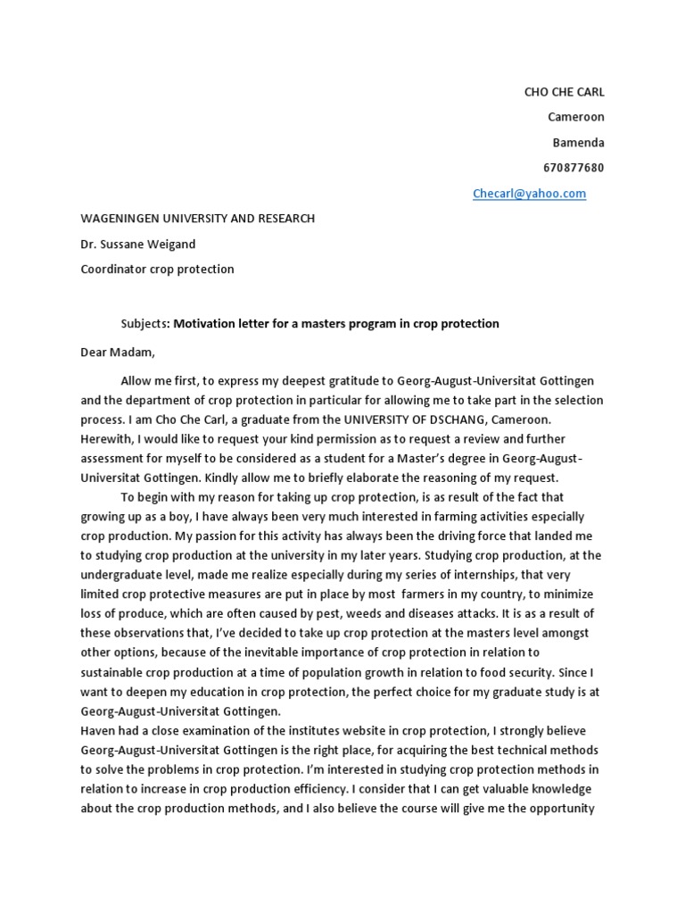 Motivation Letter Pdf Plant Breeding Agriculture