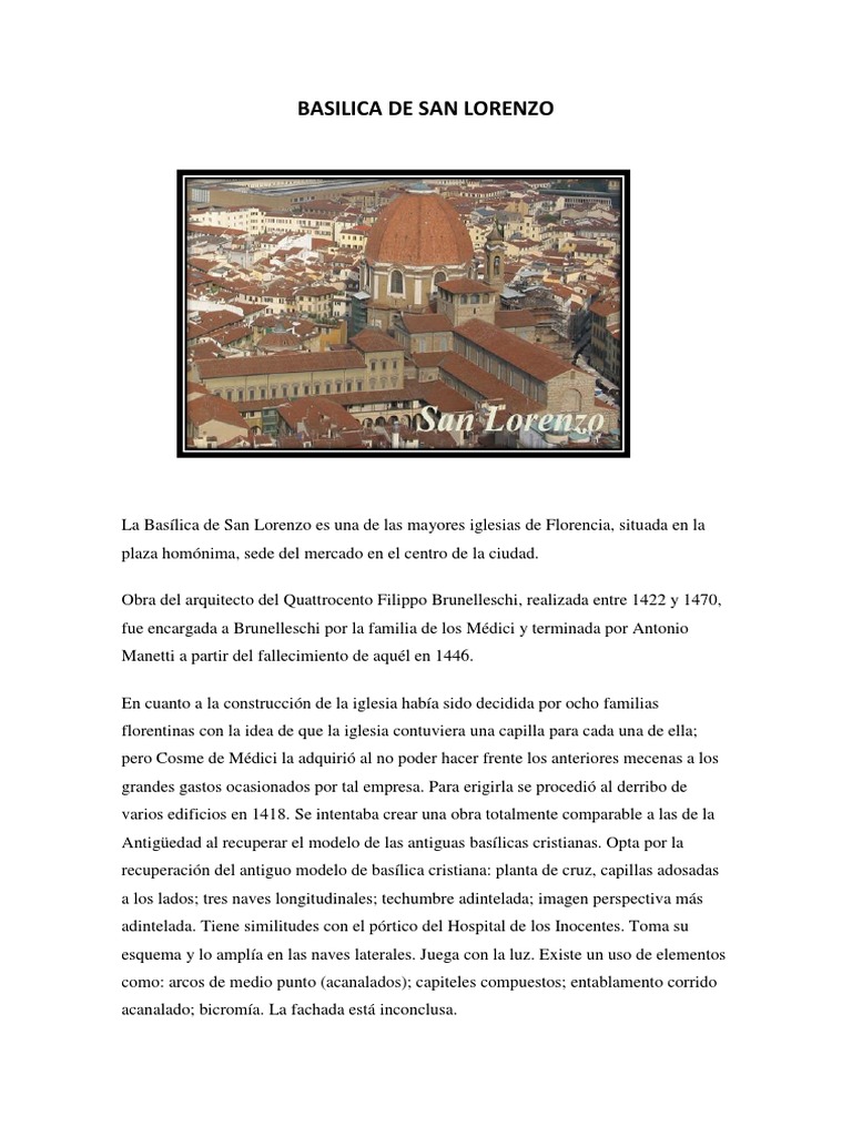 Análisis de la Basílica de San Lorenzo | PDF | Diseño arquitectonico ...