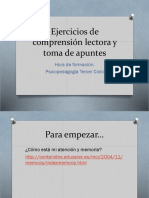 Ejercicios de Comprensión Lectora y Toma de Apuntes 7º Básicos