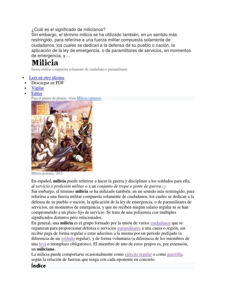 Cuál Es El Significado de Milicianos | PDF | Milicia | Organización militar