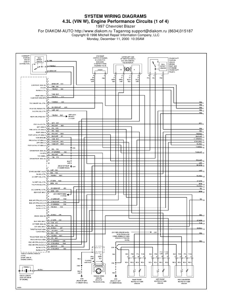 System Wiring Diagrams 4.3L (VIN W), Engine Performance Circuits (1 of 4)