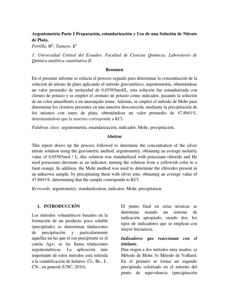 Argentometría PDF Valoración Química