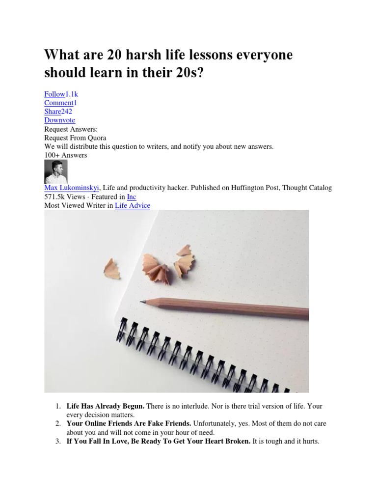 20 Essential Life Lessons for Your 20s | PDF | Anger | Learning