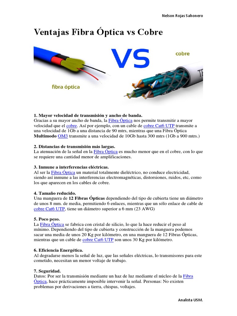 Fibra Óptica Vs. Cobre: Una Cuestión de Futuro - Innovación Chilena