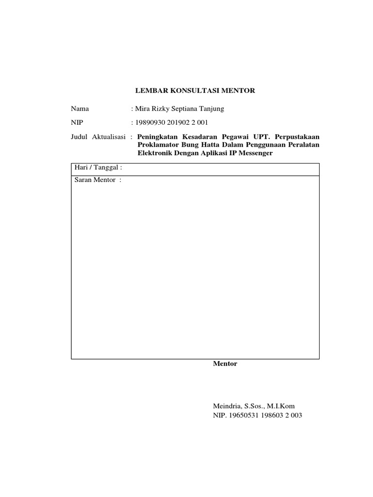 Contoh Lembar Konsultasi PDF