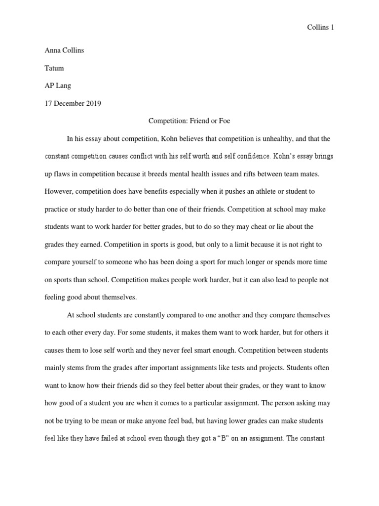 Argument Essay Competition Psychology