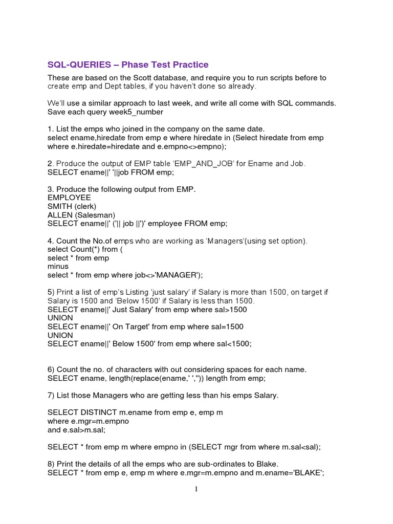 Tutorial Week 5 - SQL Revision | PDF