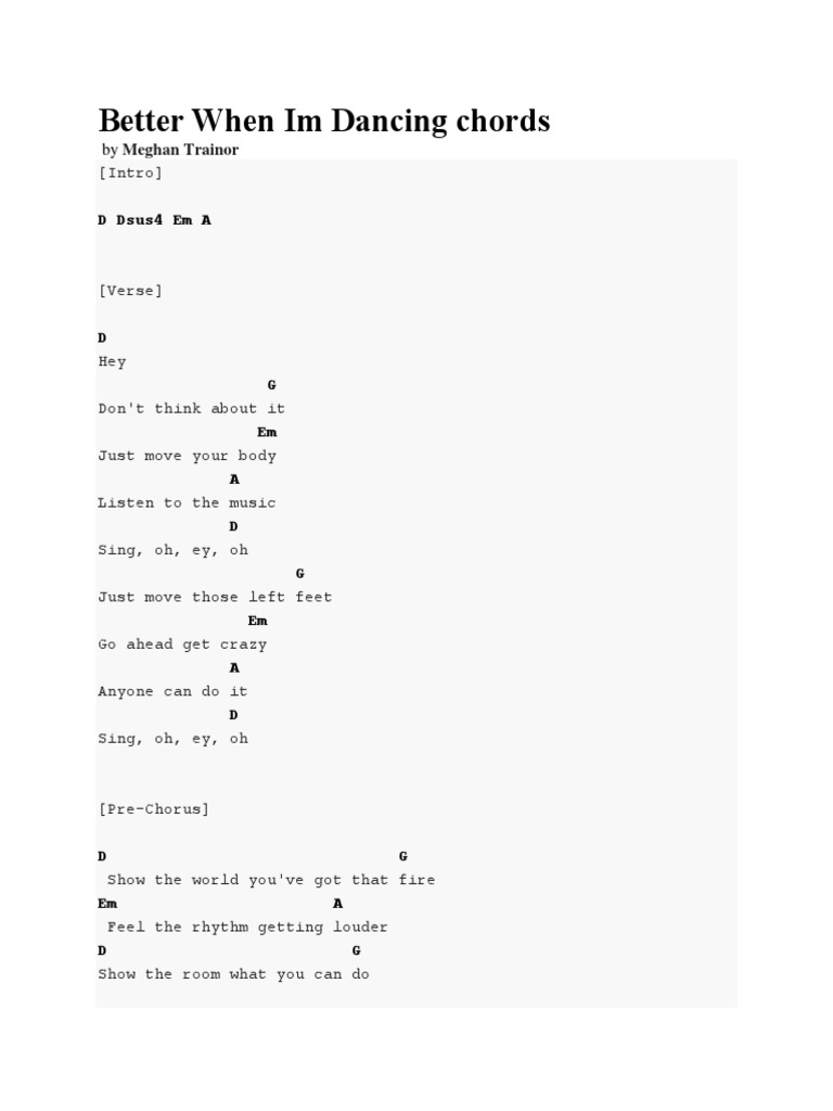 Better When Im Dancing PDF Song Structure Songs