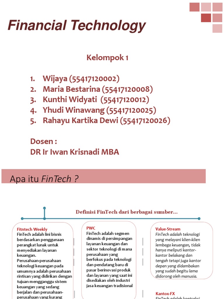 Definisi dan Tujuan FinTech | PDF | Pengelolaan Keuangan & Uang