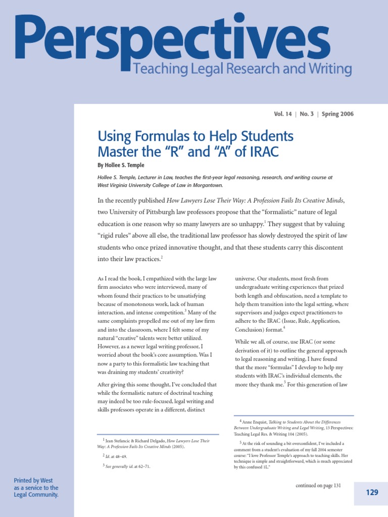 IRAC Formulas PDF | Download Free PDF | Precedent | Reason