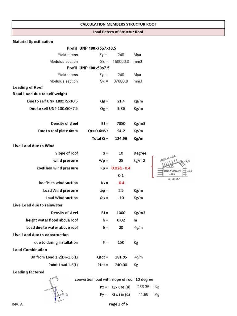 Calculation Roof Rev.A | PDF | Classical Mechanics | Applied And ...