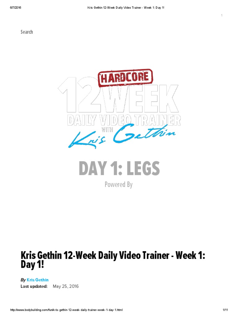 Kris Gethin 12-Week Daily Video Trainer - Week 1 - Day 1! PDF | PDF ...