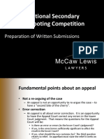 Preparation of Written Submissions Appeal