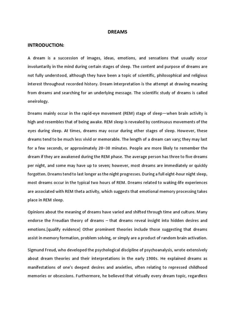 Dreams | PDF | Rapid Eye Movement Sleep | Dream