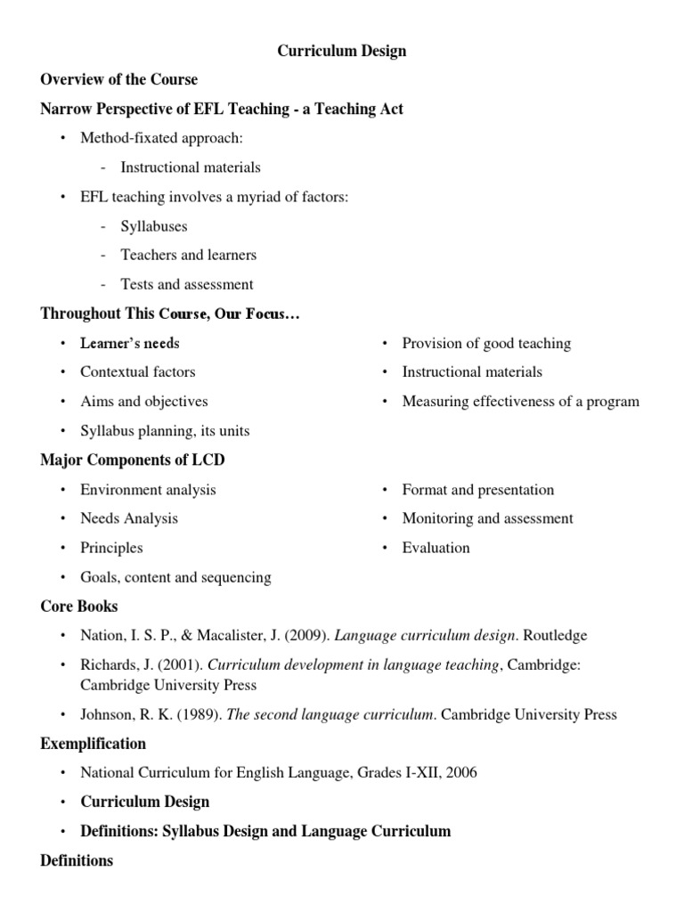 Curriculum Design | PDF | English As A Second Or Foreign Language ...