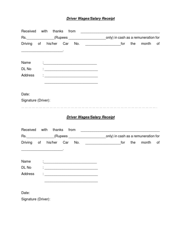 Driver Salary Receipt | PDF