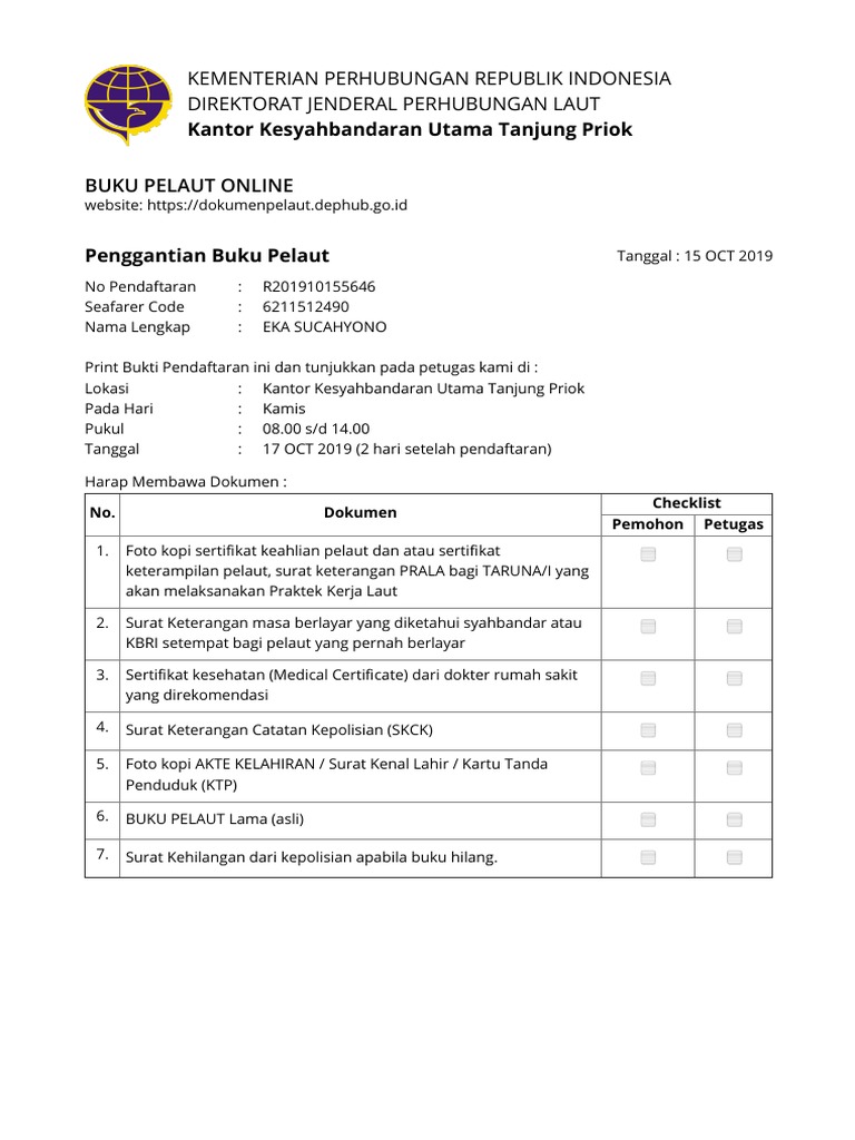 Preview Surat Permohonan Buku Pelaut Pdf