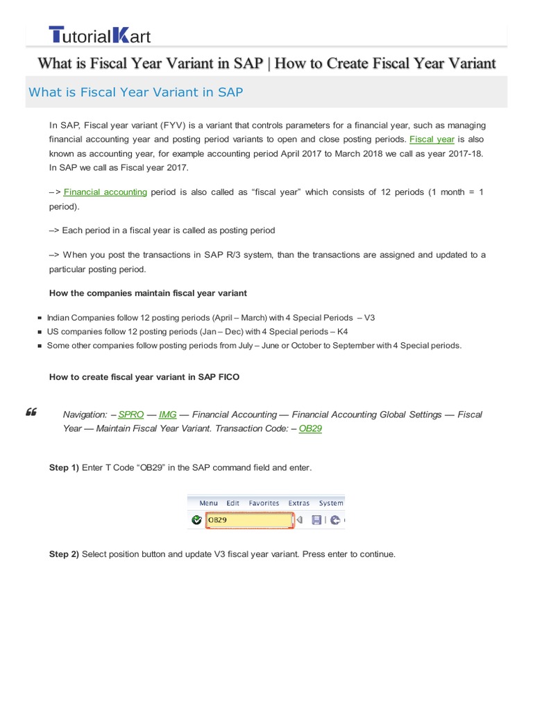 What is fiscal year variant in sap create fiscal year variant pdf 
