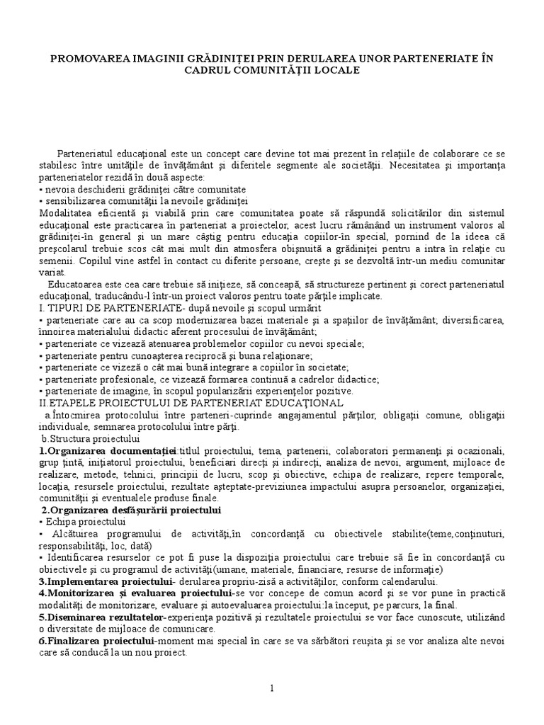 Promovarea Imaginii Gradinitei | PDF