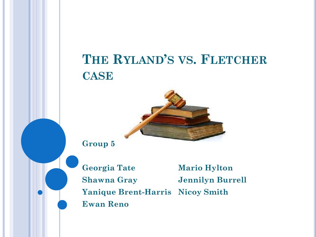 The Ryland's Vs Fletcher Case PDF Tort Trespass
