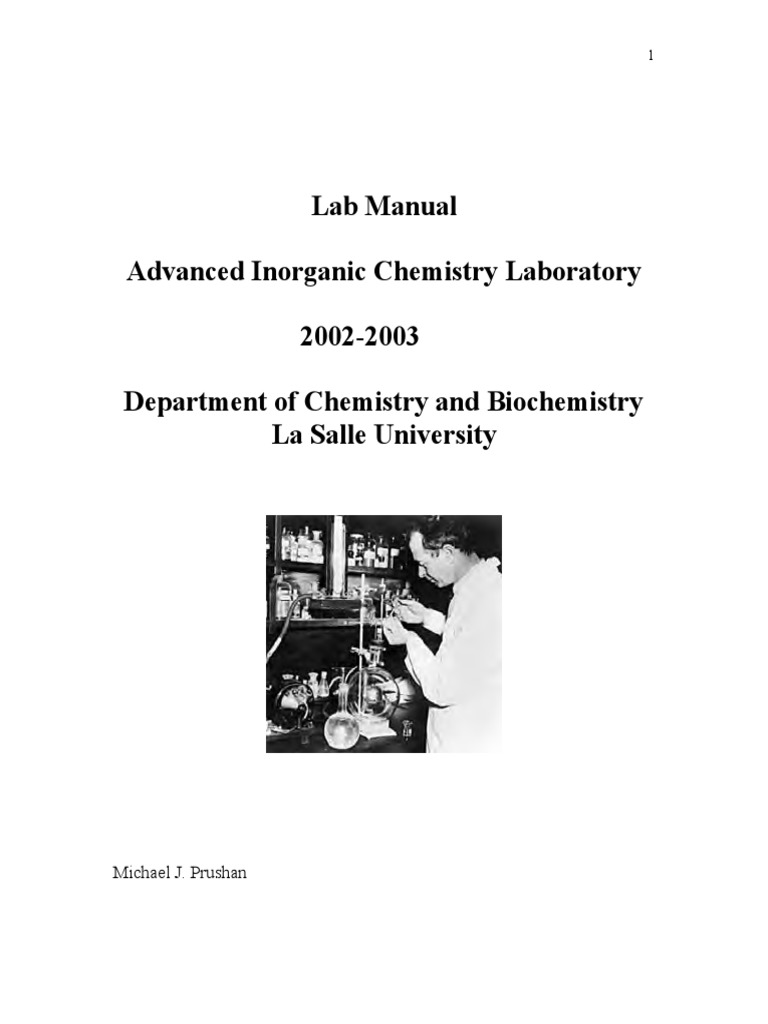 Advanced Inorganic Chemistry Lab Manual | PDF | Coordination Complex ...