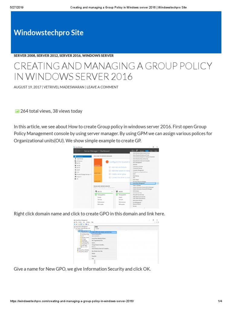 Managing Group Policy in Windows Server 2016 | PDF | Group Policy ...